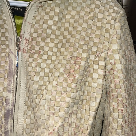 Sage green genuine leather St. John jacket size medium - Picture 4 of 14